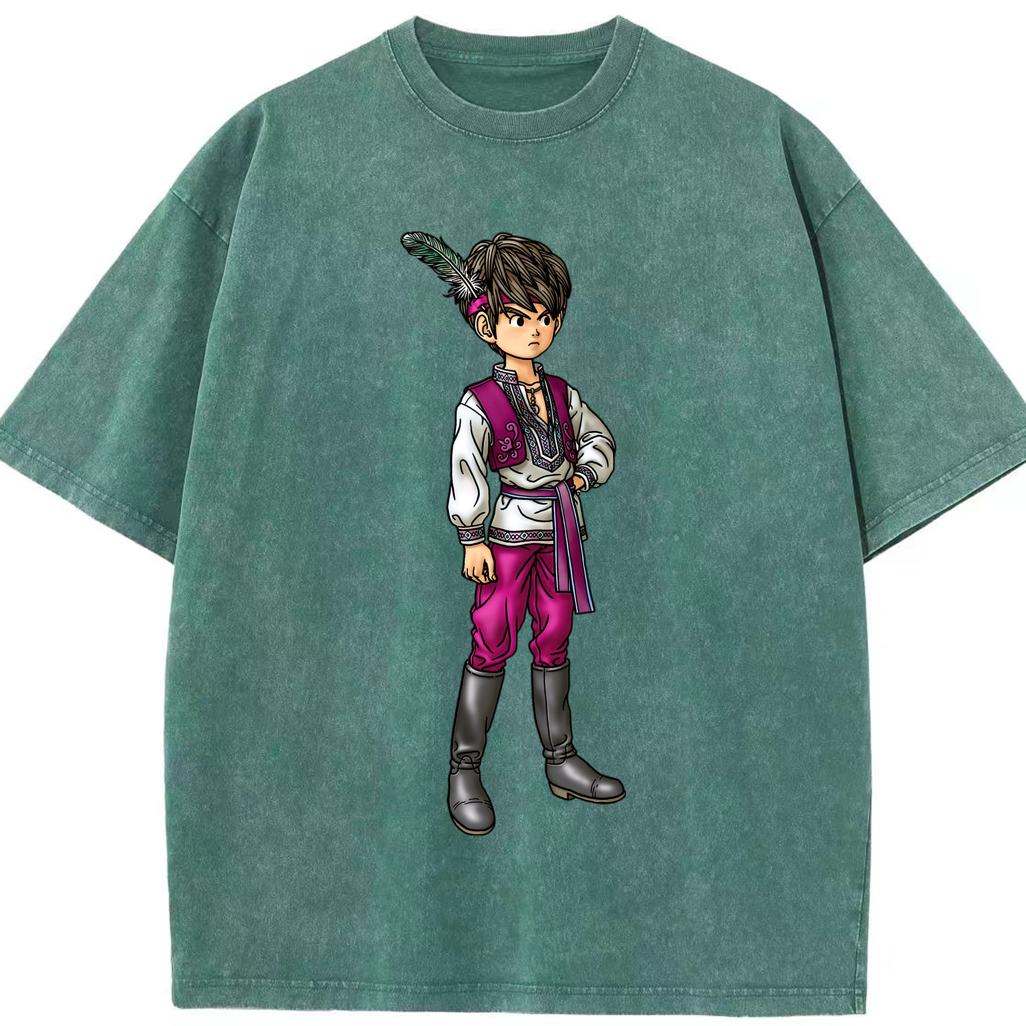 （画像用） ドラゴンクエスト Doragon Kuesuto Dragon Quest 綿100% ヴィンテージ風 半袖Tシャツ（フロントプリント）